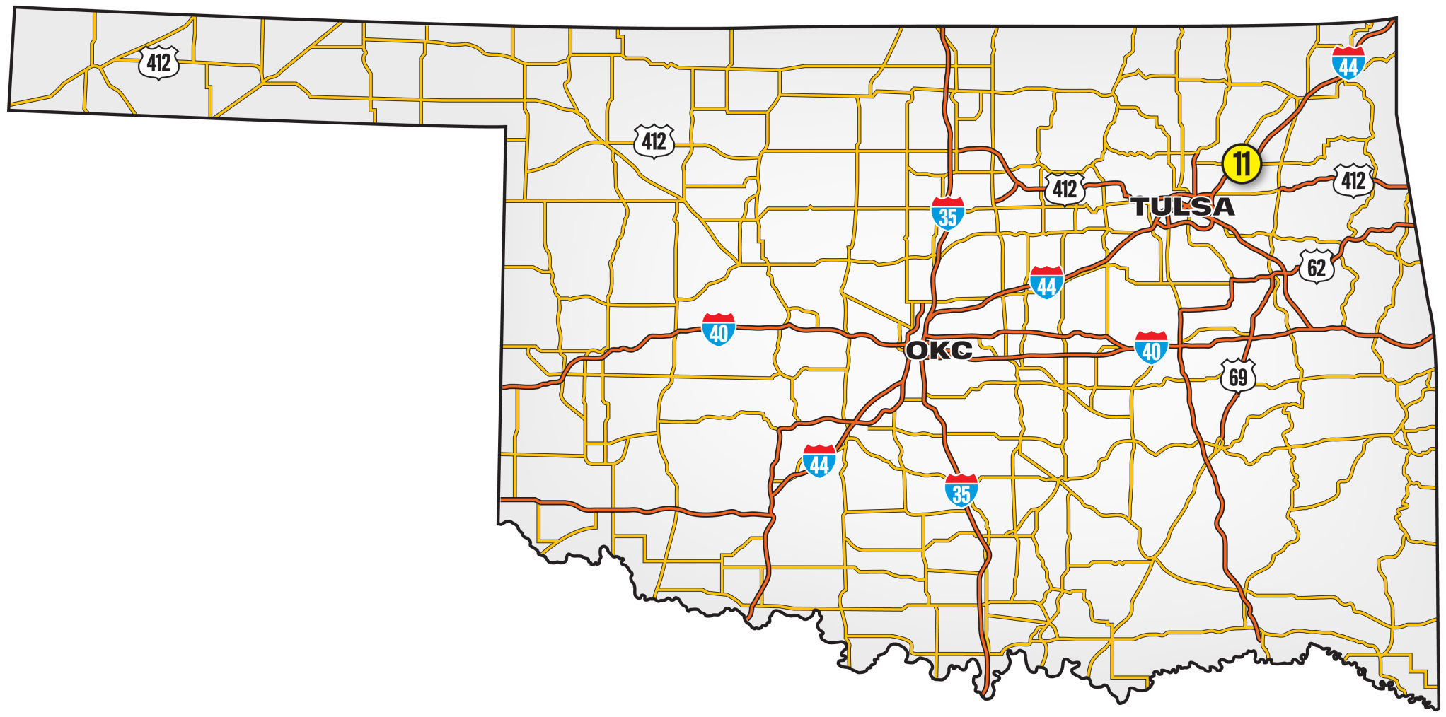 11. SH 20, east of Will Rogers Turnpike (Rogers County)